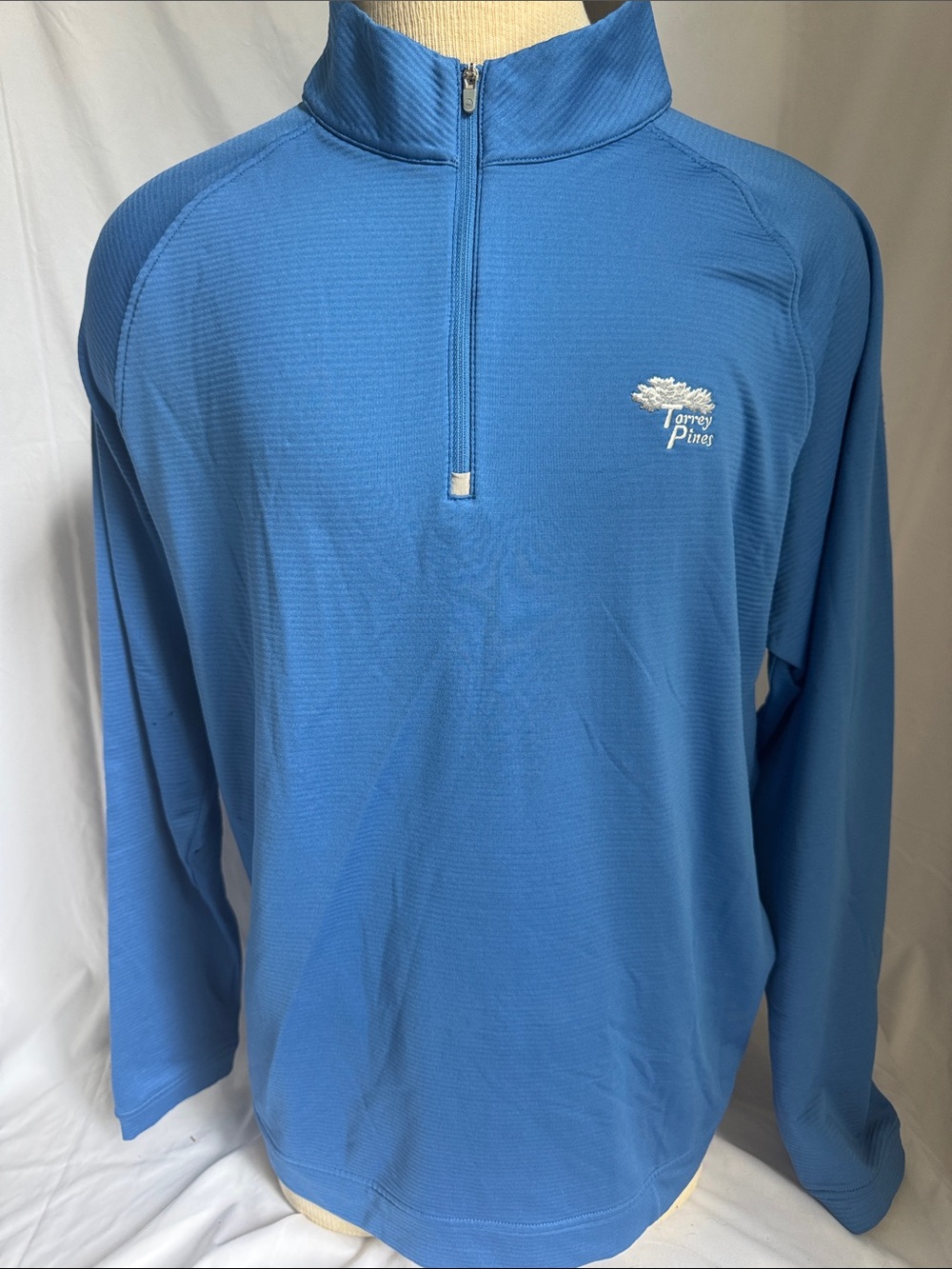 Peter Millar Torrey Pines Perth Performance 1/4 Zip Sweater Blue Men's XL